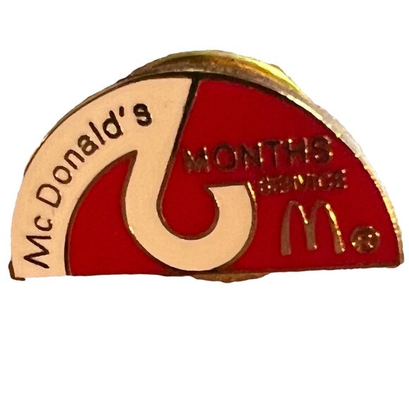 McDonalds Pin 6 Months Service Crew Member Employee Vintage‎ 1980s - Picture 3 of 6